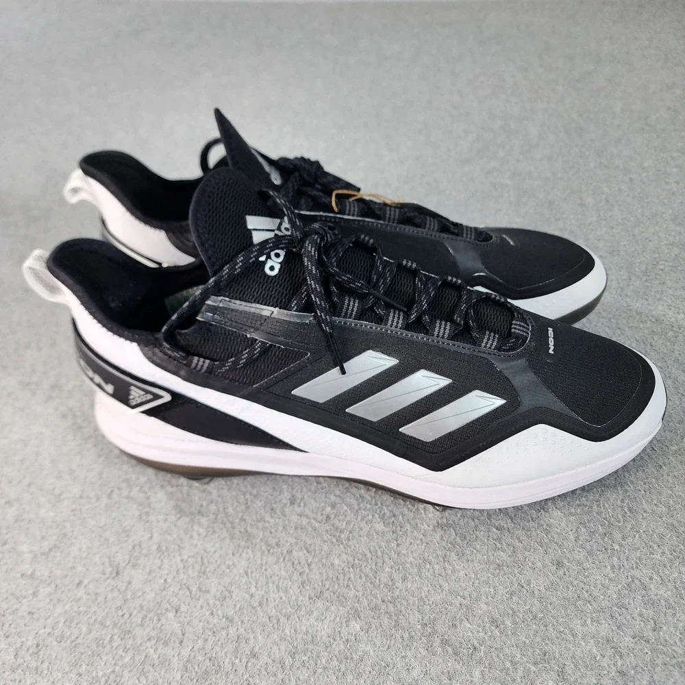 Adidas Icon 7 Boost Baseball Metal Cleats Mens Size 15 Black White Silver FY4178